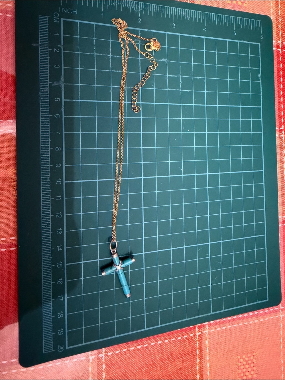 Gold plated 925 Chain Necklace with Turquoise Cross Pendant